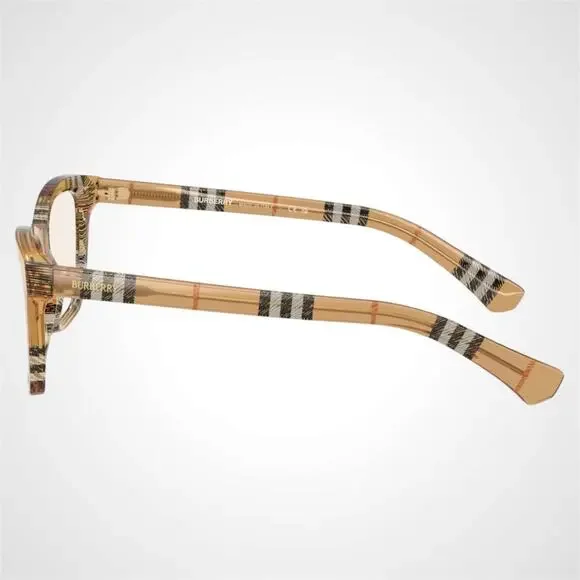 New Burberry Eyeglasses Brown Check Sand Square 52mm w/ Box & Case BURBERRY